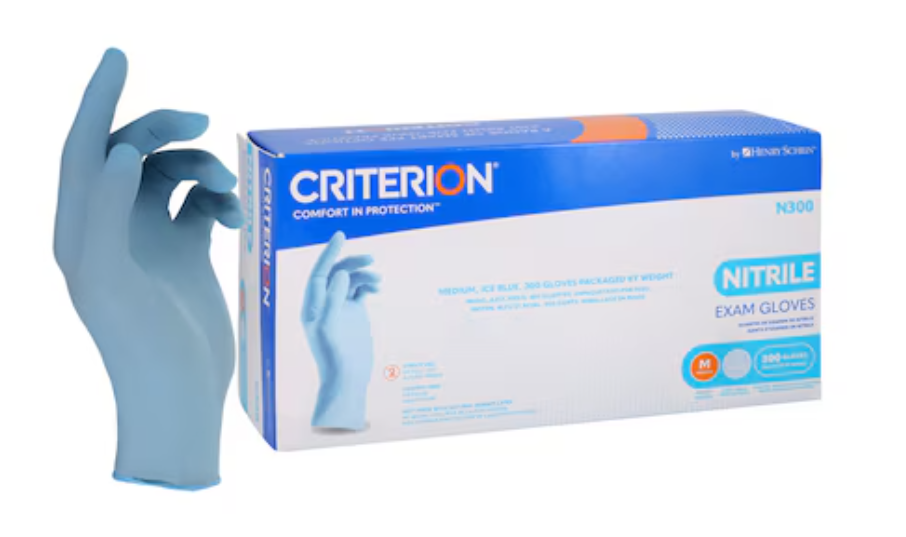 [要薬監] Criterion N300 Nitrile Exam Gloves Medium Ice Blue Non-Sterile 300/Bx