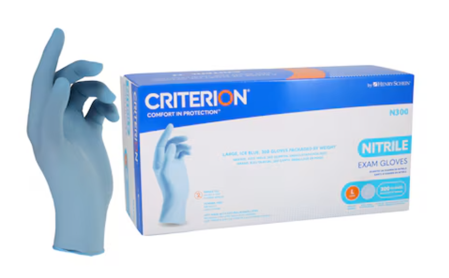 [要薬監] Criterion N300 Nitrile Exam Gloves Large Ice Blue Non-Sterile 300/Bx