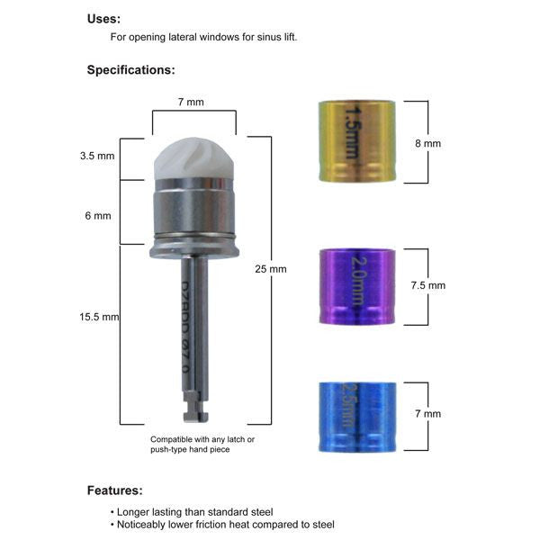 DoWell Zirconia Dome Drill, 7mm