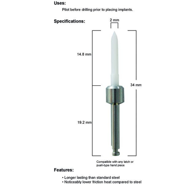DoWell Zirconia Point Drill, 2mm