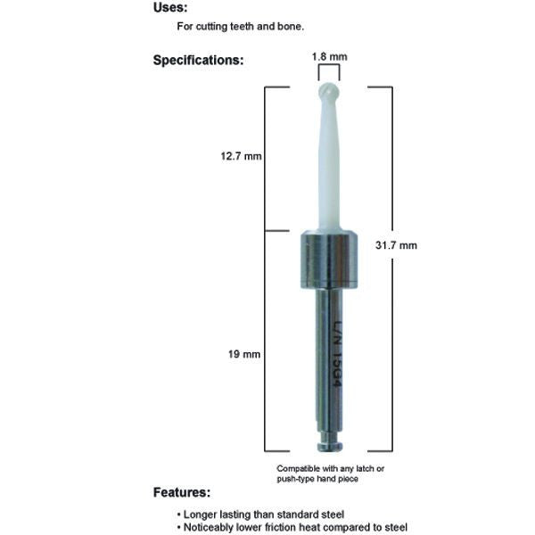 DoWell Zirconia Round Bur, 1.8mm