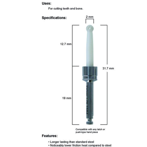 DoWell Zirconia Round Bur, 2.0mm